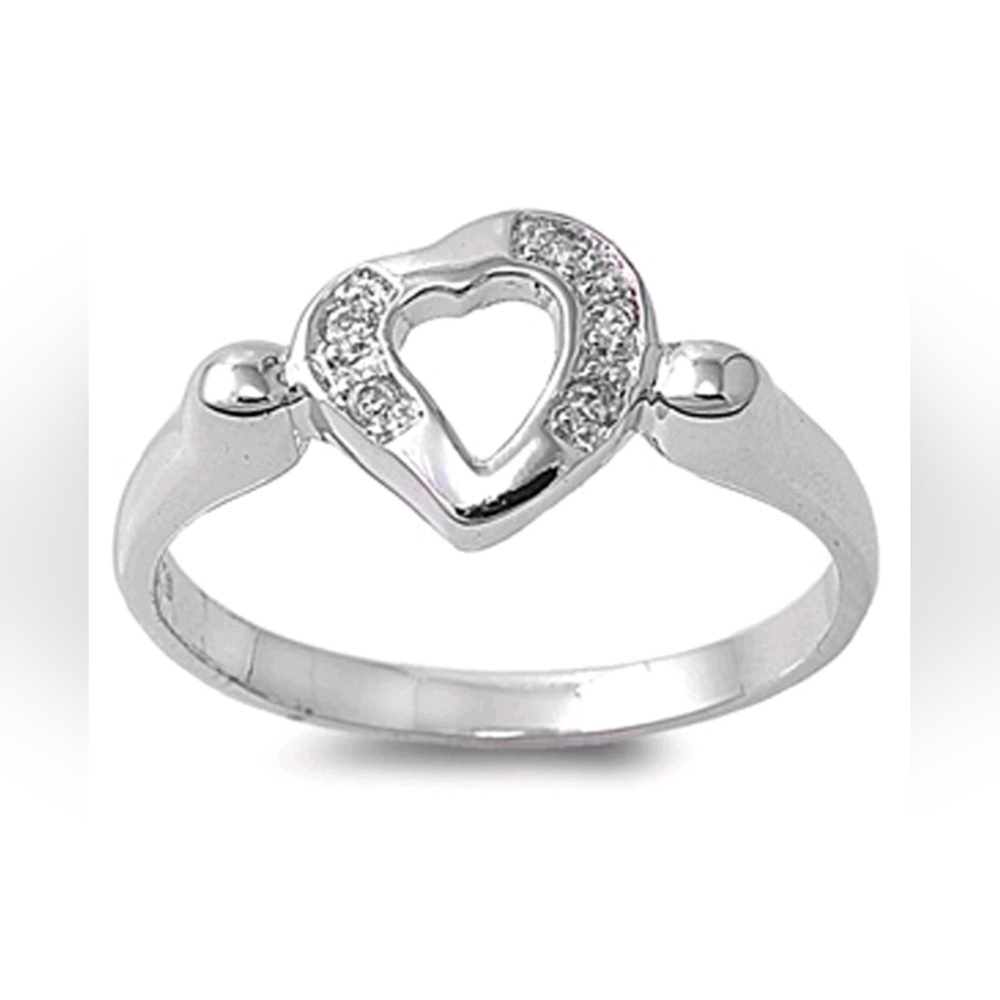 925 Heart Love Promise Ring Sterling Silver Band CZ Size 6 20226-6